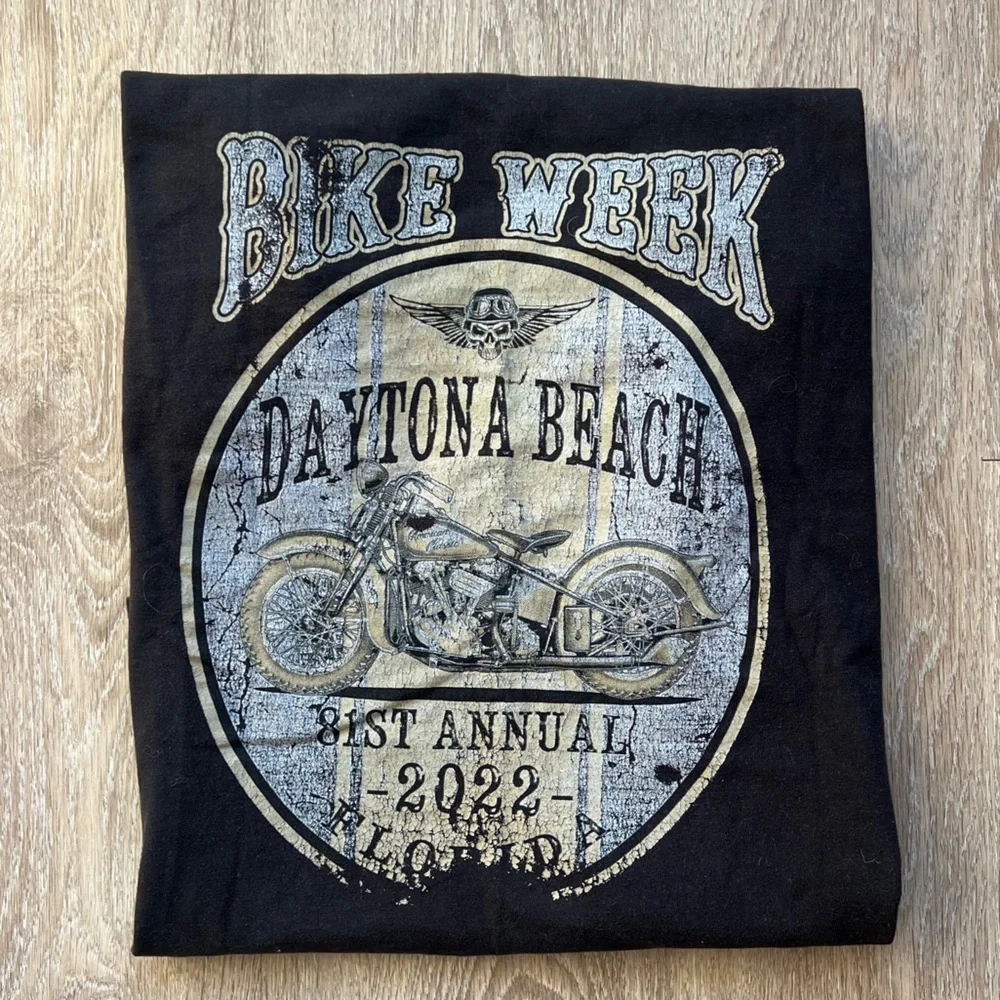 Daytona Beach Bike Week 2022 Vintage Motorcycle Graphic Tee Black XXL Cotton - Picture 5 of 10